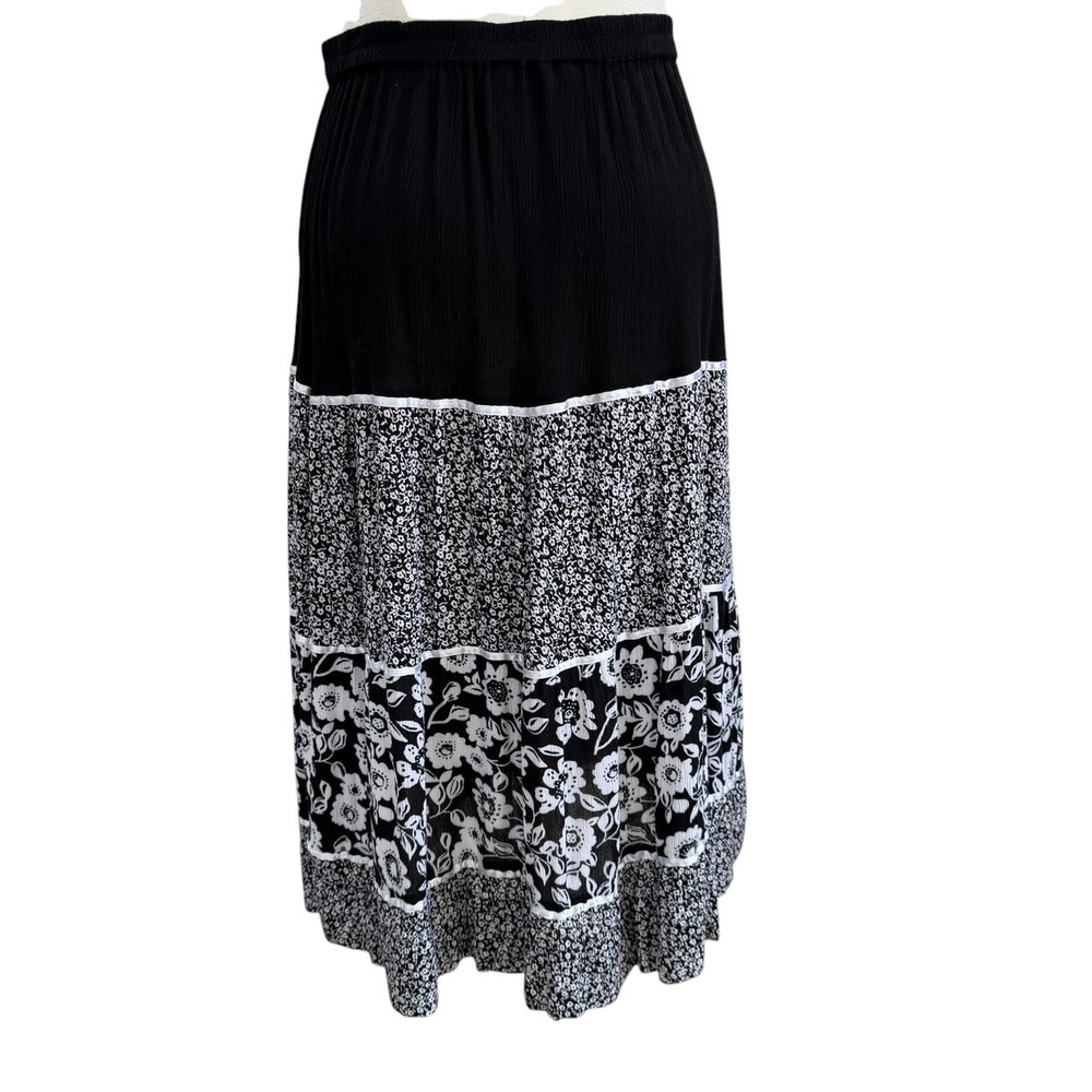 Cathy Daniels Floral Tiered Midi Skirt Boho Cottagecore Prairie Flowy 1X Plus - Picture 7 of 7